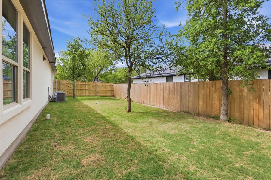 View of fenced backyard
