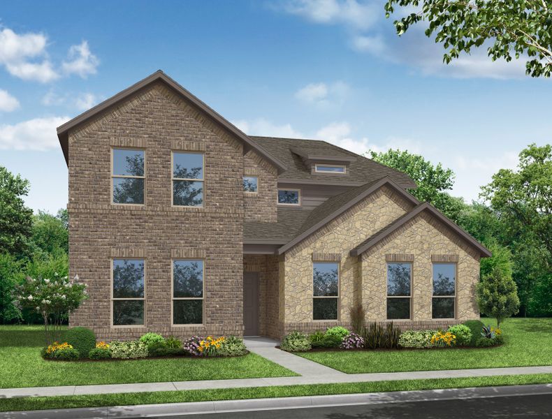 Representative exterior photo of a completed home built from the Brewer by Impression Homes in Redden Farms, Midlothian, TX (Image 1). Representative exterior photo of a completed home built from the Brewer by Impression Homes in Redden Farms, Midlothian, TX (Image 1).