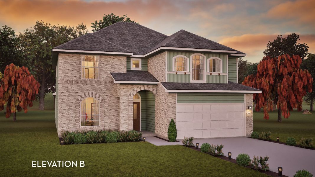 Representative exterior photo of a completed home built from the Snowmass by CastleRock Communities in Sundance Cove, Crosby, TX (Image 2).