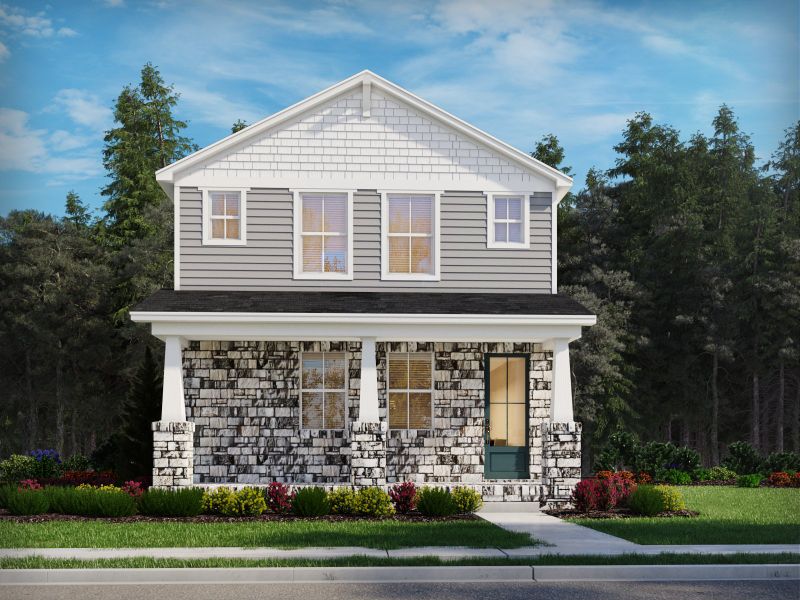Front exterior of a new home in Poplar Farms, Franklin, TN, highlighting curb appeal (Image 1).