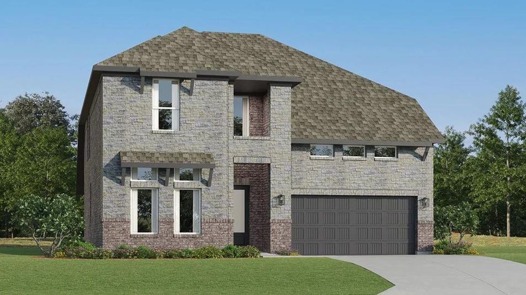 Front exterior of a new home in Cotton Brook, Hutto, TX, highlighting curb appeal (Image 20). Front exterior of a new home in Cotton Brook, Hutto, TX, highlighting curb appeal (Image 20).
