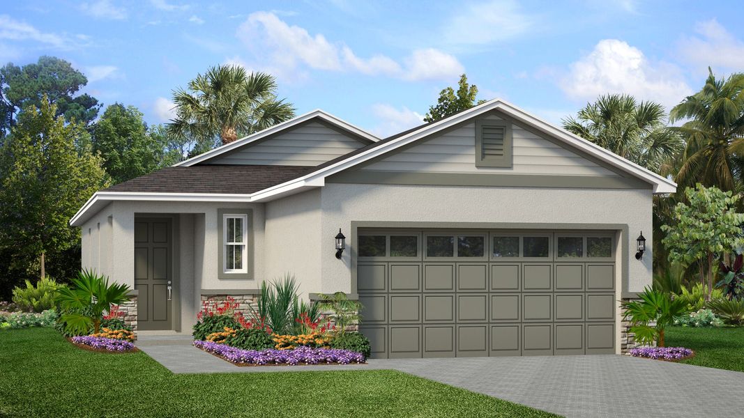 Representative exterior photo of a completed home built from the Amaze by Park Square Residential in Liberty Station, Orange City, FL (Image 2). Representative exterior photo of a completed home built from the Amaze by Park Square Residential in Liberty Station, Orange City, FL (Image 2).