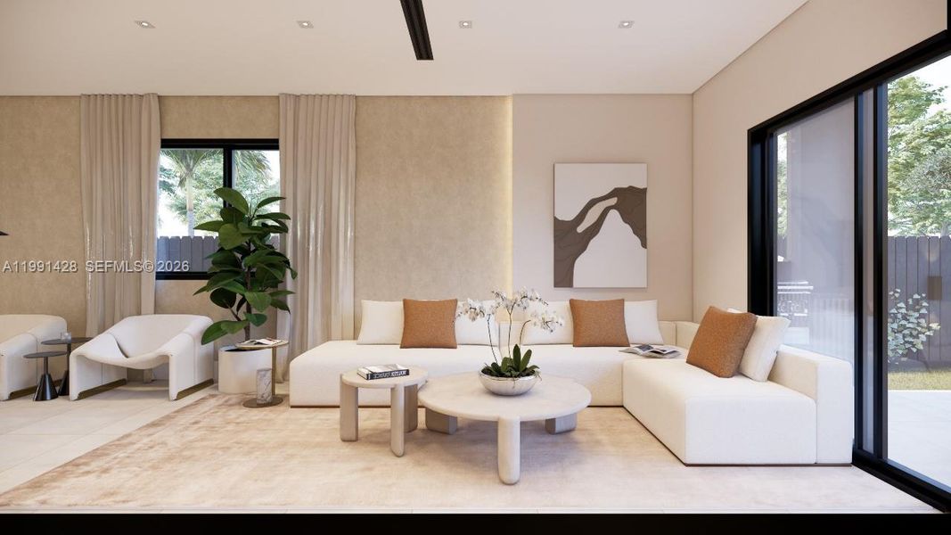 Furnished interior view inside a new home in , Miami (Image 11). Furnished interior view inside a new home in , Miami (Image 11).