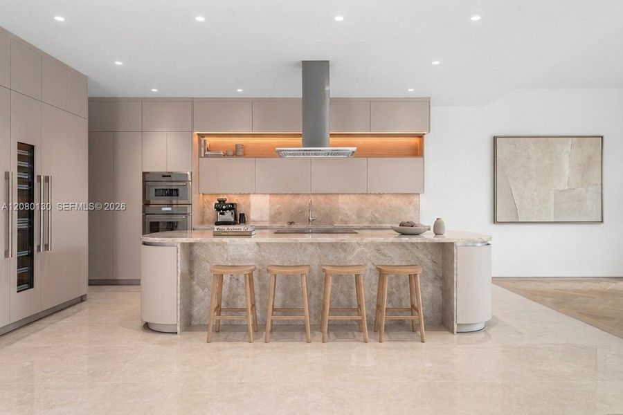 Kitchen. Disclaimer: Several photographs presented in this listing contain digitally added furniture, artwork, and decor. These virtually staged images are intended solely for illustrative purposes.