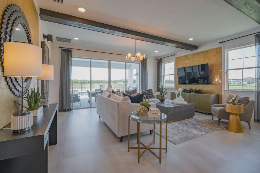 Representative furnished interior of a home built from the Rosemary by Jones Homes USA in Havenfield at Crossprairie, St. Cloud (Image 2).