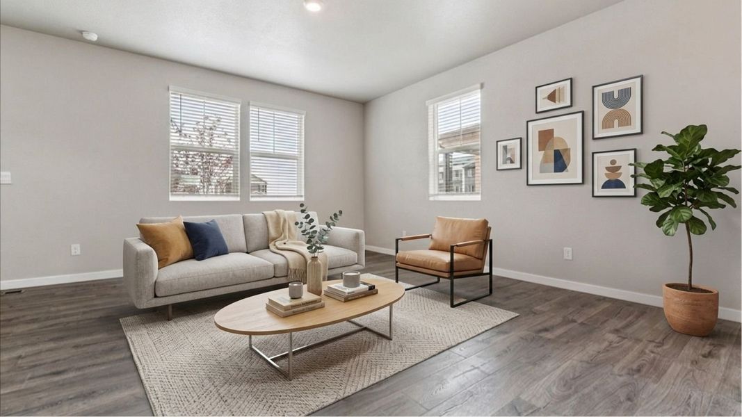 Representative furnished interior of a home built from the Douglas by D.R. Horton in Horizon Uptown, Aurora (Image 7).
