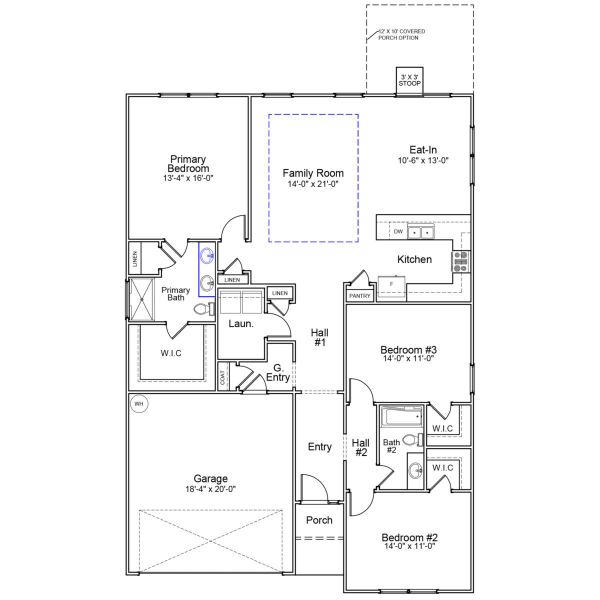 2D floor plan layout of this home in Citadel Point at Southbridge, Sneads Ferry, NC (Image 2).