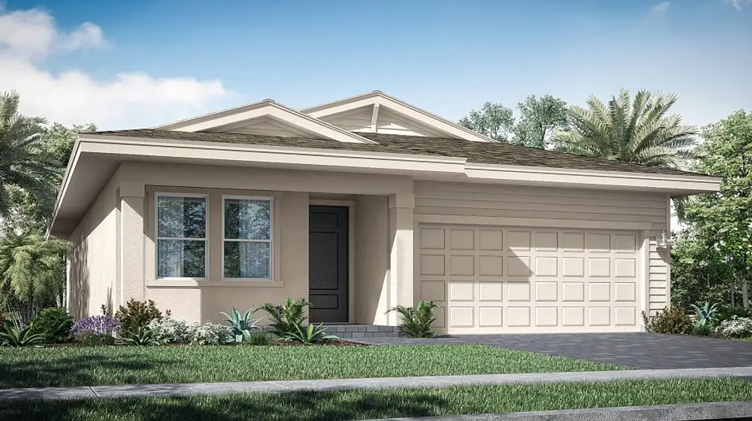 Front exterior of a new home in Veranda Preserve, Port St. Lucie, FL, highlighting curb appeal (Image 1). Front exterior of a new home in Veranda Preserve, Port St. Lucie, FL, highlighting curb appeal (Image 1).