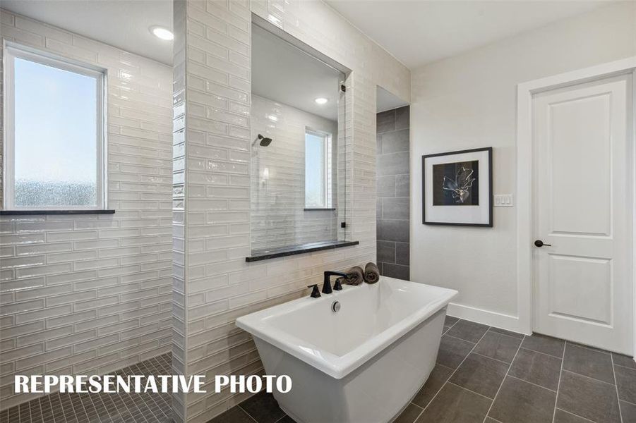 Come see our signature owner's baths featuring double, walk through showers with drying areas!  REPRESENTATIVE PHOTO OF MODEL HOME