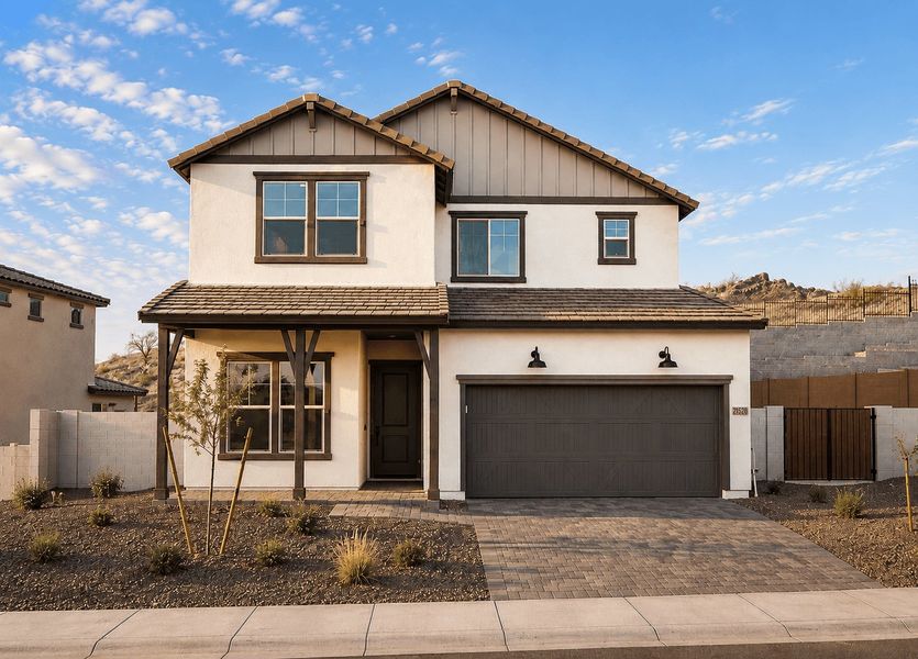 Representative exterior photo of a completed home built from the Roosevelt by William Ryan Homes in The Ridge at Sienna Hills, Buckeye, AZ (Image 27). Representative exterior photo of a completed home built from the Roosevelt by William Ryan Homes in The Ridge at Sienna Hills, Buckeye, AZ (Image 27).