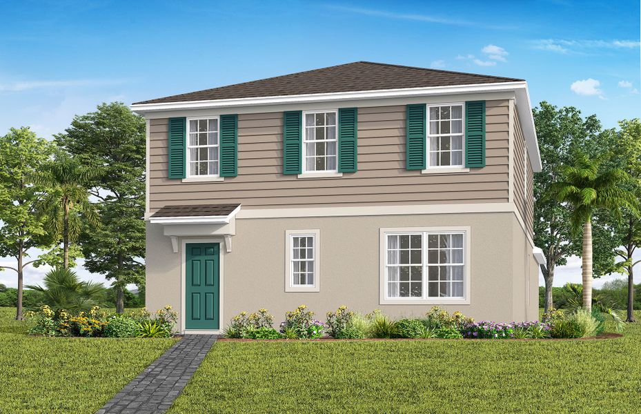 Representative exterior photo of a completed home built from the Mabel by Pulte Homes in Lakehaven Estates, Clermont, FL (Image 12). Representative exterior photo of a completed home built from the Mabel by Pulte Homes in Lakehaven Estates, Clermont, FL (Image 12).