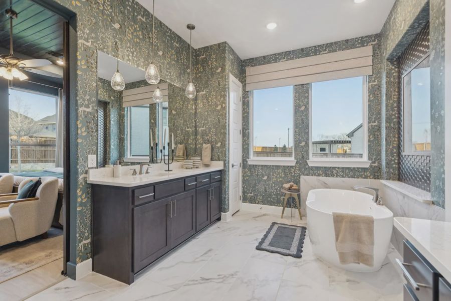 Representative furnished interior of a home built from the Sweetwater II by Chesmar Homes in Trinity Falls, McKinney (Image 9).