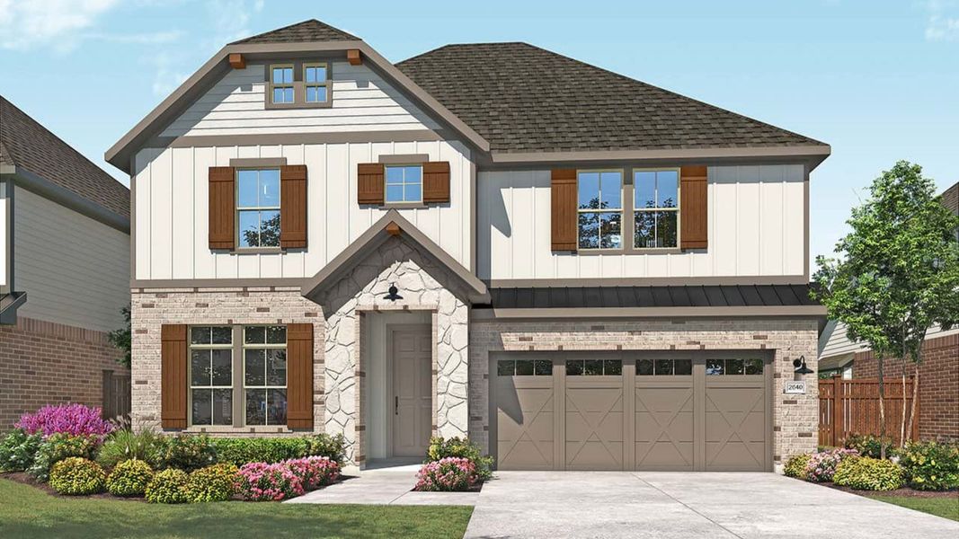 Representative exterior photo of a completed home built from the Magnolia by DRB Homes in Westside Preserve Premier, Midlothian, TX (Image 7).