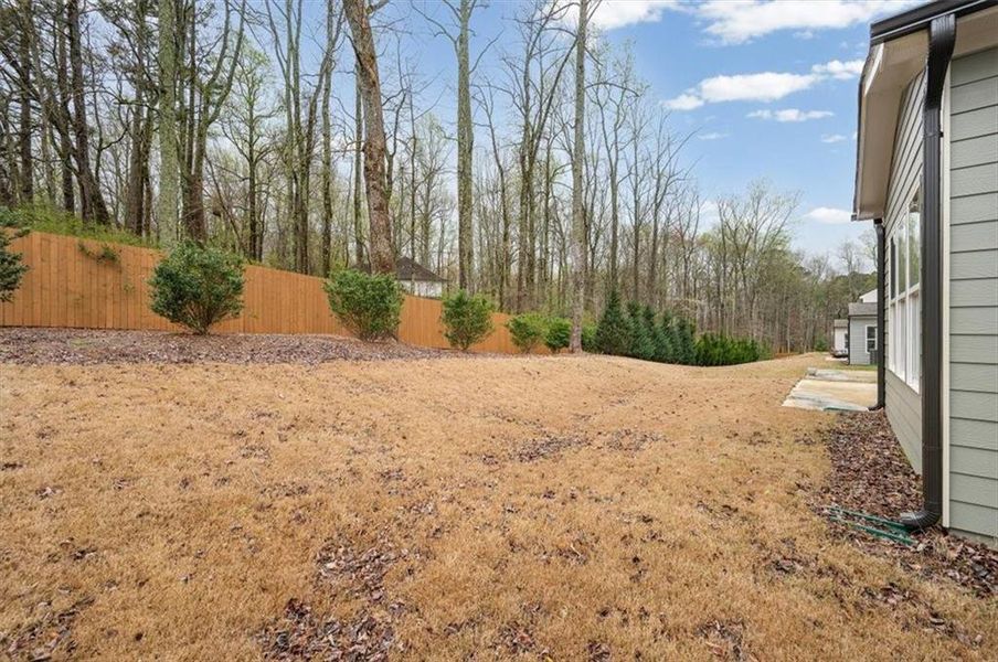 Exterior details and patio area of a home in Enclave at Edgewater, Holly Springs (Image 33).