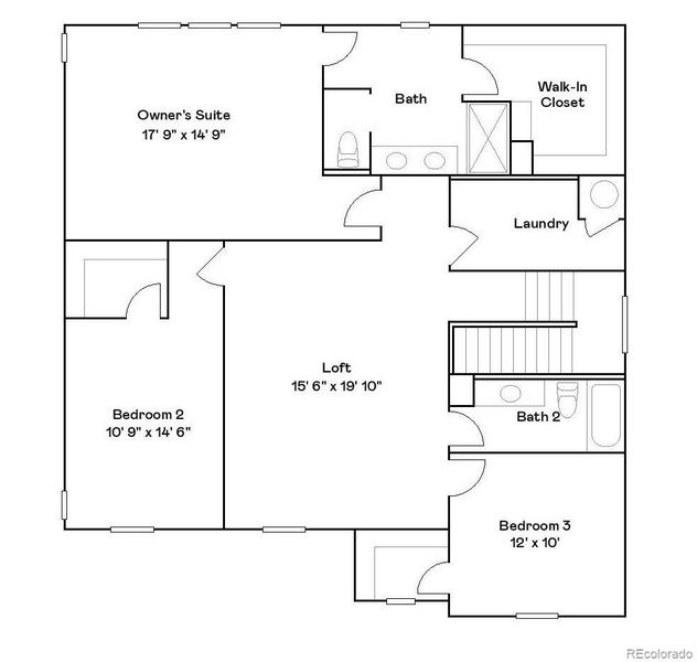 2D floor plan layout of this home in Ledge Rock, Johnstown, CO (Image 3).