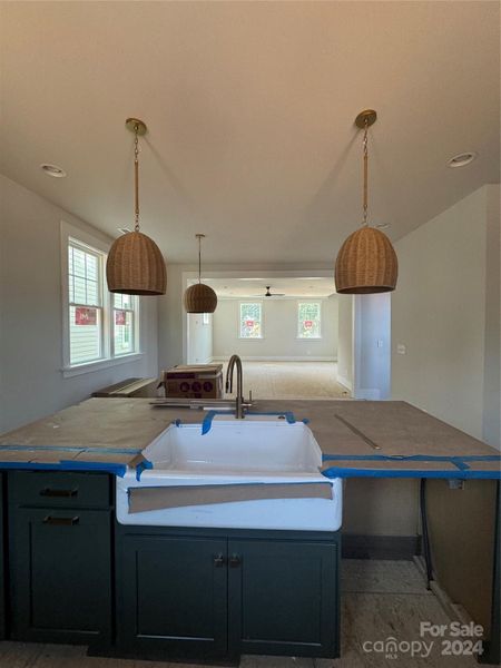 Kitchen Island with Family Room Behind