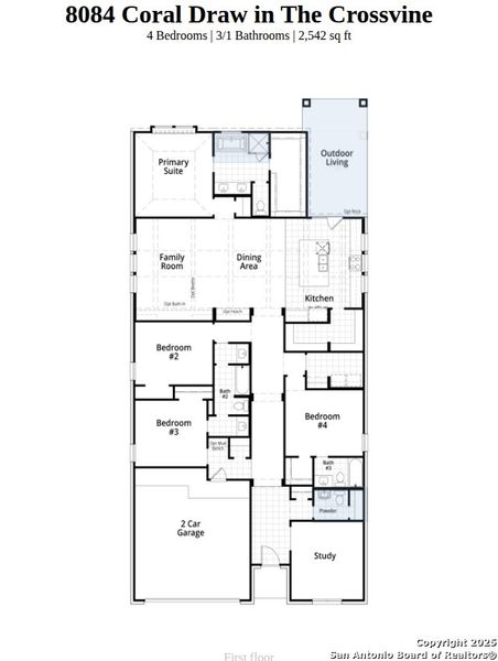 2D floor plan layout of this home in The Crossvine, Schertz, TX (Image 2). 2D floor plan layout of this home in The Crossvine, Schertz, TX (Image 2).