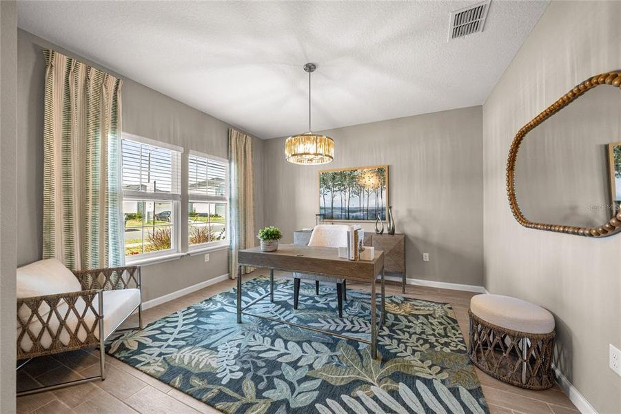 Furnished interior view inside a new home in Pioneer Ranch: Pioneer Ranch 50's, Ocala (Image 6). Furnished interior view inside a new home in Pioneer Ranch: Pioneer Ranch 50's, Ocala (Image 6).