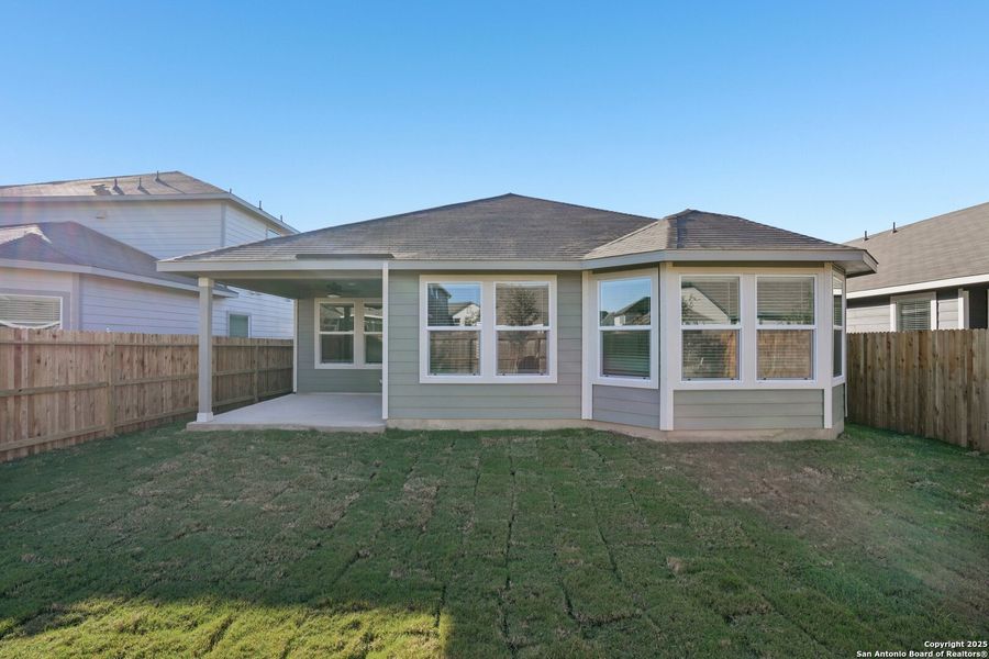 Exterior details and patio area of a home in Estancia Ranch - Premier Series, San Antonio (Image 26). Exterior details and patio area of a home in Estancia Ranch - Premier Series, San Antonio (Image 26).