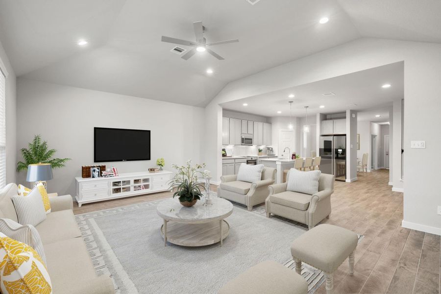 *Virtually Staged* Family Room. Sample photo of completed home with similar floor plan. Actual colors and selections may vary. *Virtually Staged* Family Room. Sample photo of completed home with similar floor plan. Actual colors and selections may vary.