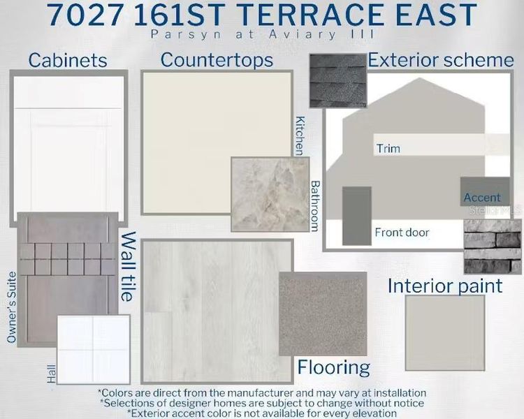 Sample of building materials used in homes in Aviary at Rutland Ranch, Parrish (Image 4). Sample of building materials used in homes in Aviary at Rutland Ranch, Parrish (Image 4).