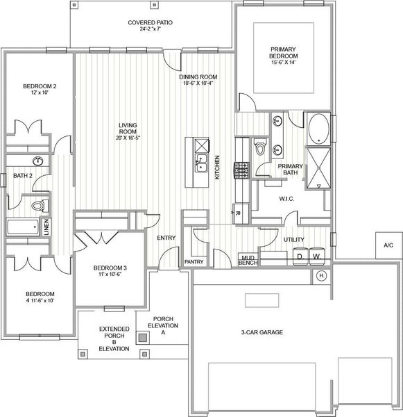 2D floor plan layout of this home in Encino Estates, Dayton, TX (Image 2). 2D floor plan layout of this home in Encino Estates, Dayton, TX (Image 2).