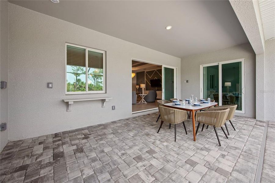 Exterior details and patio area of a home in Stillwater at Lakewood Ranch, Lakewood Ranch (Image 3).