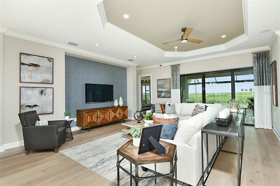Furnished interior view inside a new home in Esplanade at Skye Ranch, Sarasota (Image 7). Furnished interior view inside a new home in Esplanade at Skye Ranch, Sarasota (Image 7).