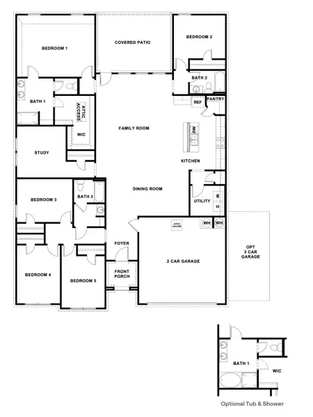 2D floor plan layout for the The Irving by D.R. Horton in Trails of Windcrest, Fredericksburg, TX (Image 4).