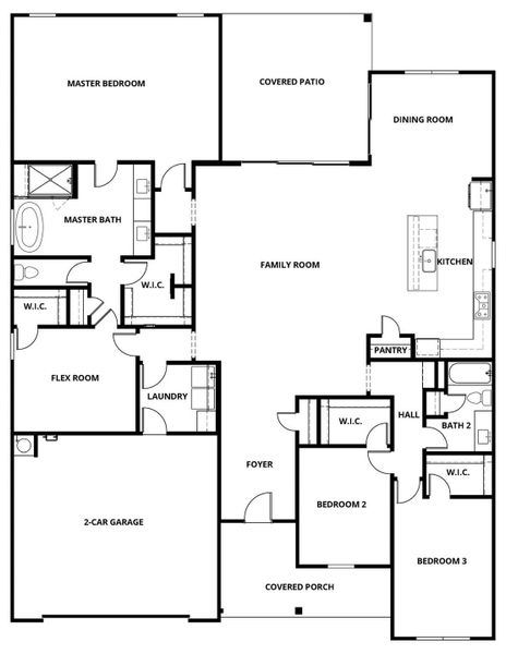 2D floor plan layout of this home in Colson Ranch, Jarrell, TX (Image 3).