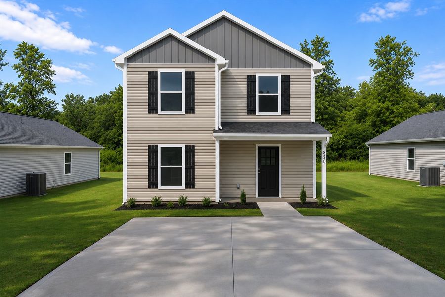 Representative exterior photo of a completed home built from the Riley by Enchanted Homes in Arcadia Village, Spartanburg, SC (Image 17). Representative exterior photo of a completed home built from the Riley by Enchanted Homes in Arcadia Village, Spartanburg, SC (Image 17).