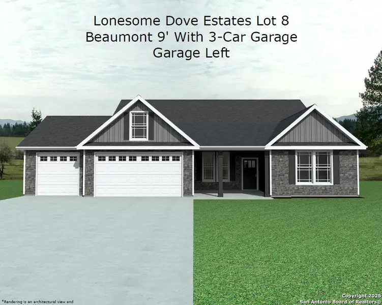 Front exterior of a new home in Lonesome Dove, San Antonio, TX, highlighting curb appeal (Image 1). Front exterior of a new home in Lonesome Dove, San Antonio, TX, highlighting curb appeal (Image 1).