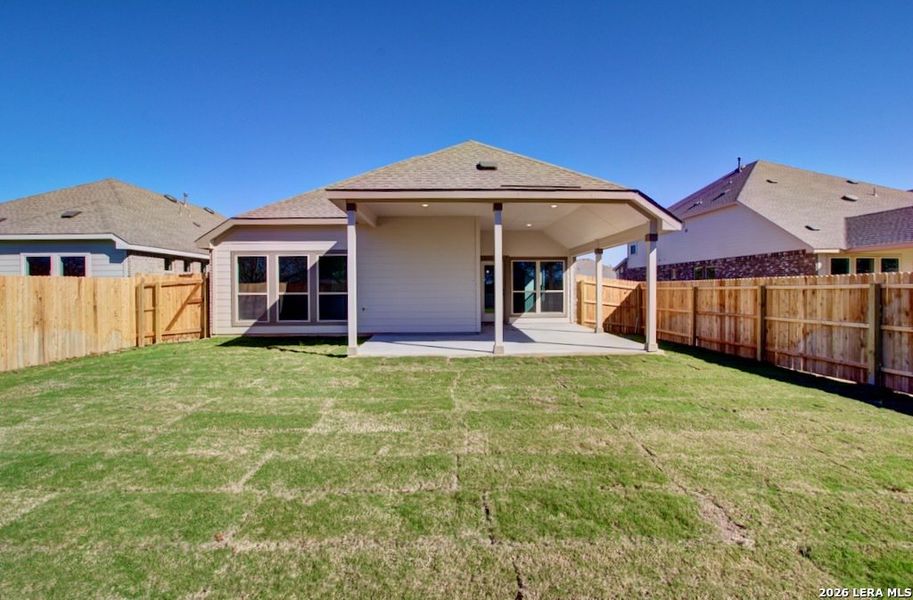 Exterior details and patio area of a home in Sunflower Ridge, New Braunfels (Image 3).