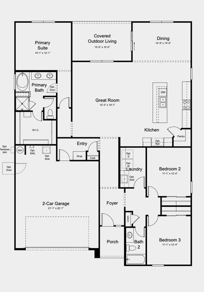 2D floor plan layout for the Madrid by Taylor Morrison in Alamar, Avondale, AZ (Image 3). 2D floor plan layout for the Madrid by Taylor Morrison in Alamar, Avondale, AZ (Image 3).