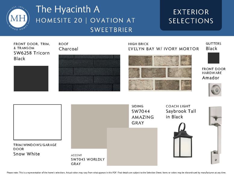 Sample of building materials used in homes in Ovation at Sweetbrier, Durham (Image 4).