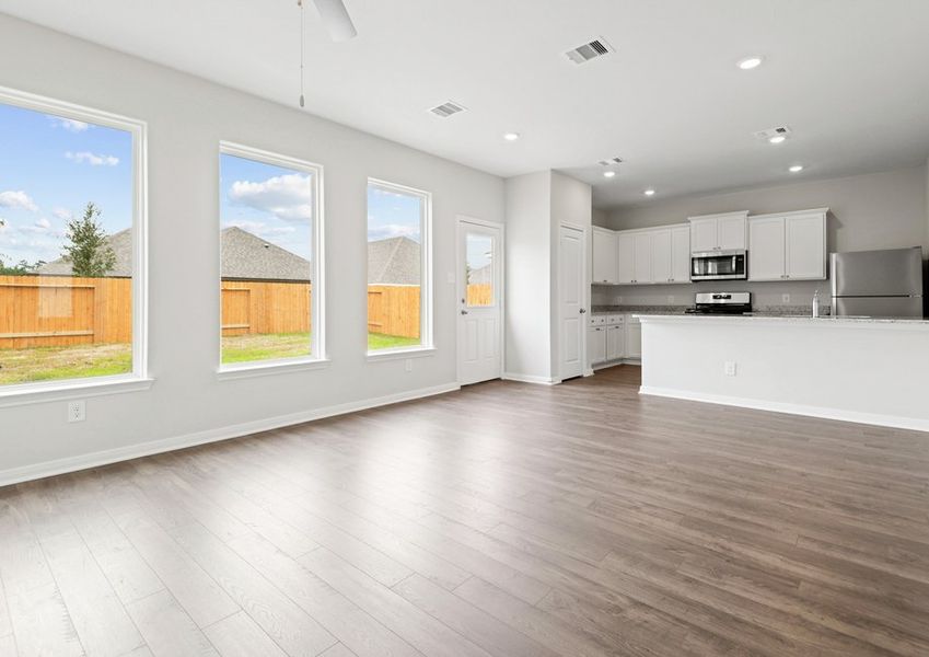 Windows in the main area provide plenty of natural light