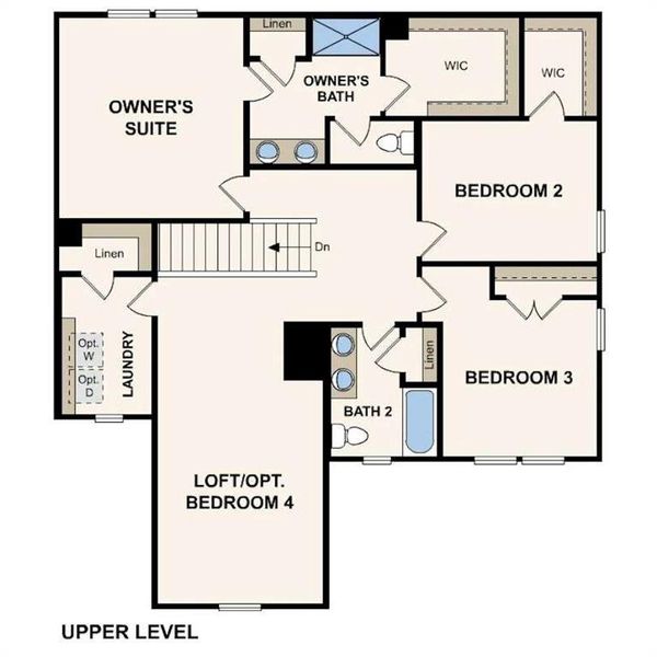 2D floor plan layout of this home in Kingsley Creek, Lithonia, GA (Image 4).