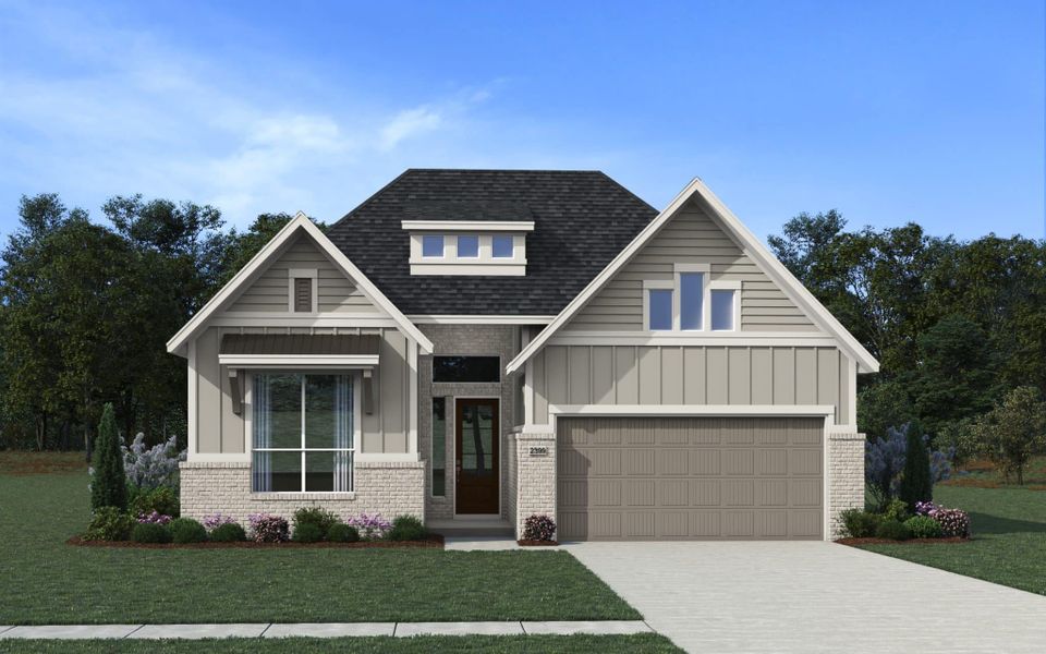Front exterior of a new home in Prominence – Now Selling, San Antonio, TX, highlighting curb appeal (Image 27).