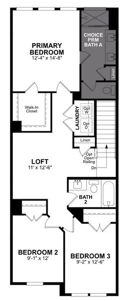 2D floor plan layout of this home in Townes on Leesville, Durham, NC (Image 4).