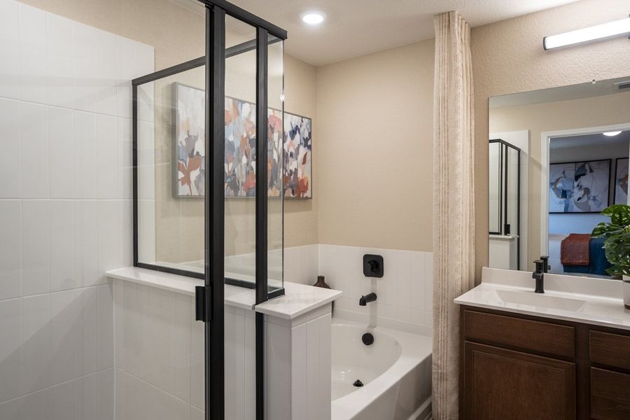 Representative furnished interior of a home built from the 1389 Modeled by KB Home in The Granary - Villa Collection, San Antonio (Image 9).