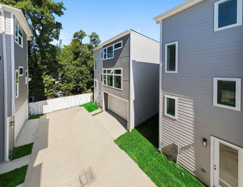 Aerial view showcasing the property’s modern design