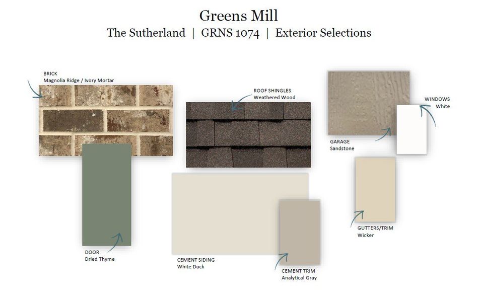 Sample of building materials used in homes in The Landing at Greens Mill, Columbia (Image 41).