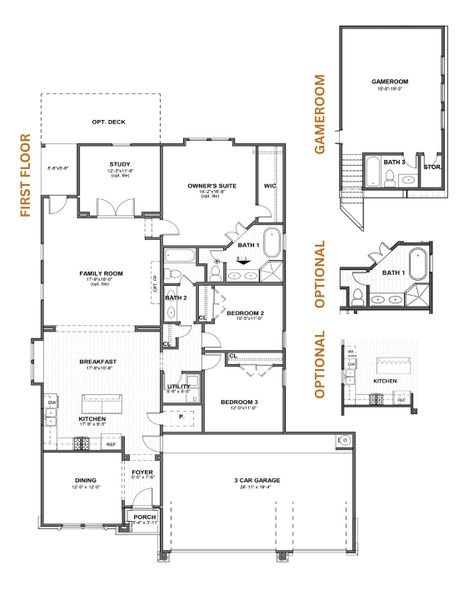 2D floor plan layout of this home in Enclave at Cele, Pflugerville, TX (Image 3).