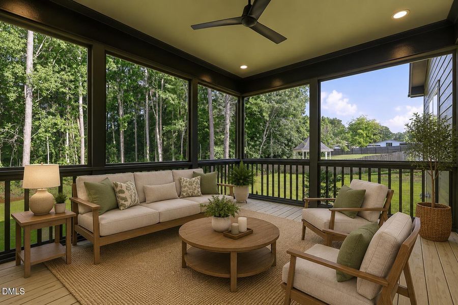 screen porch staged