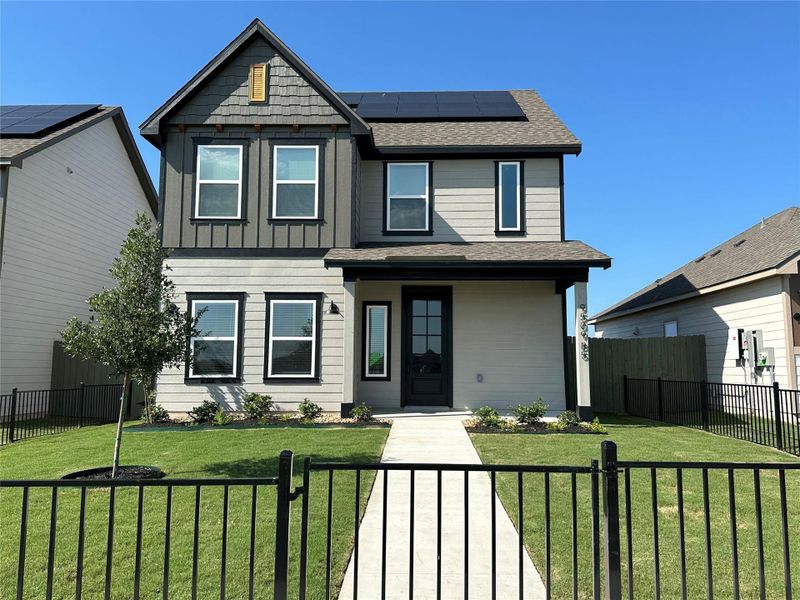 Located on one of Terrata Homes limited flag lots, this home has a wrought iron fenced front yard with easy access to one of the communities convenient pocket parks.