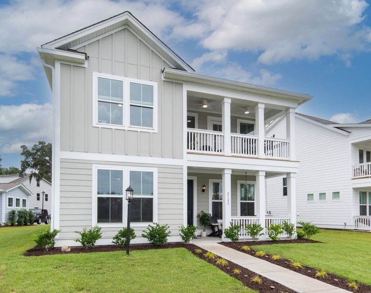 Front exterior of a new home in Twin Lakes, Johns Island, SC, highlighting curb appeal (Image 26).