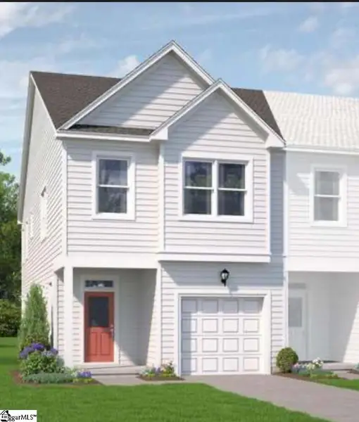 Front exterior of a new home in Parkstone Place Townhomes, Roebuck, SC, highlighting curb appeal (Image 1). Front exterior of a new home in Parkstone Place Townhomes, Roebuck, SC, highlighting curb appeal (Image 1).
