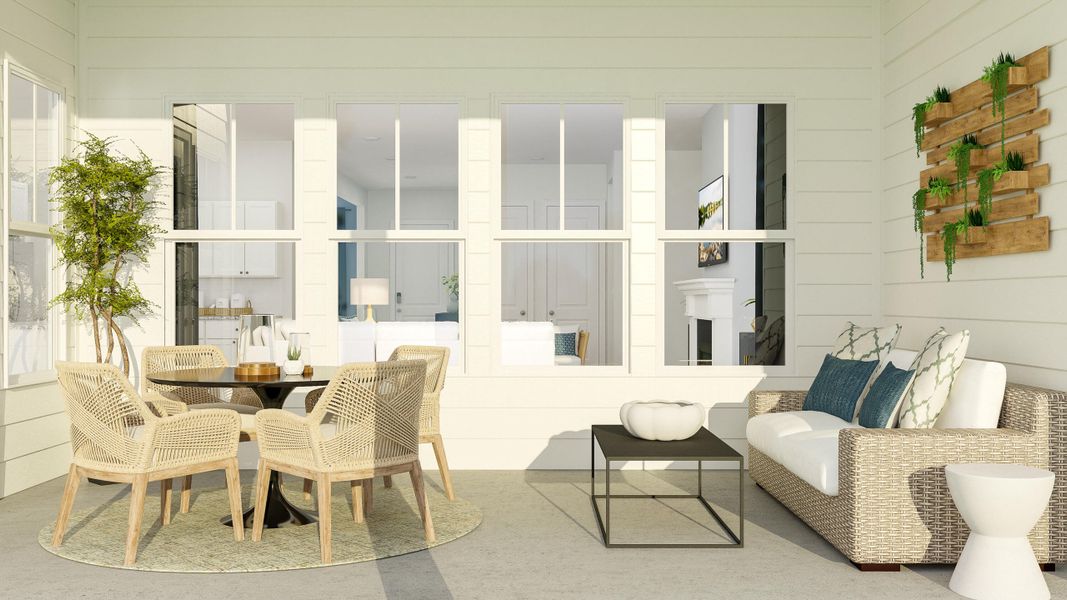 Exterior details and patio area of a home in Horizons at Summers Corner | 55+, Summerville (Image 2).