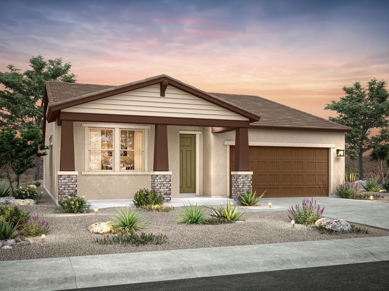 Representative exterior photo of a completed home built from the Prescott by William Ryan Homes in Alta Vida at Westpark, Buckeye, AZ (Image 3). Representative exterior photo of a completed home built from the Prescott by William Ryan Homes in Alta Vida at Westpark, Buckeye, AZ (Image 3).