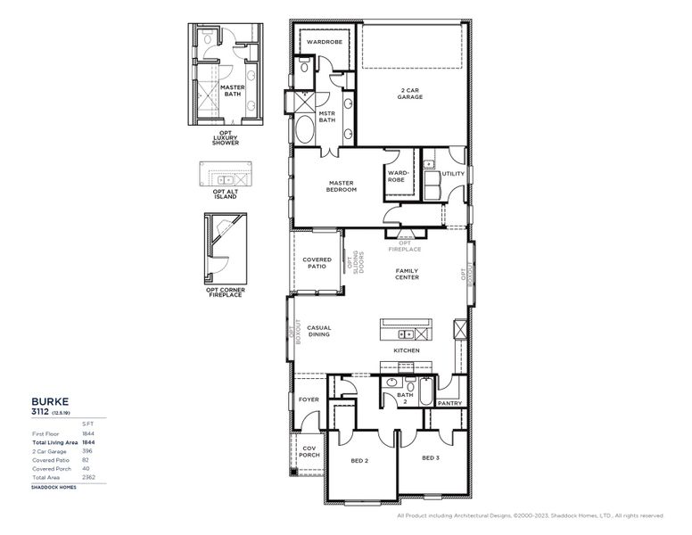 2D floor plan layout for the Burke - SH 3112 by Shaddock Homes in Meraki, Forney, TX (Image 3).